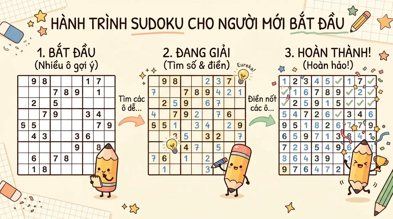 Ghi chú ứng viên 2 và 5 trong ô trống Sudoku