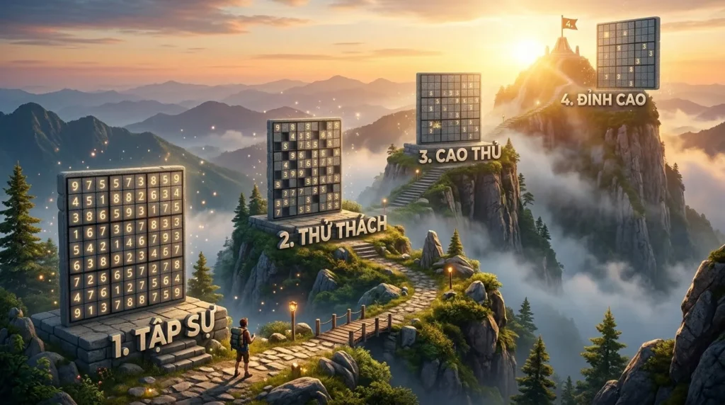 Các cấp độ Sudoku và cách chọn mức chơi vừa sức 1 Mối liên hệ giữa số ô gợi ý và độ khó Sudoku