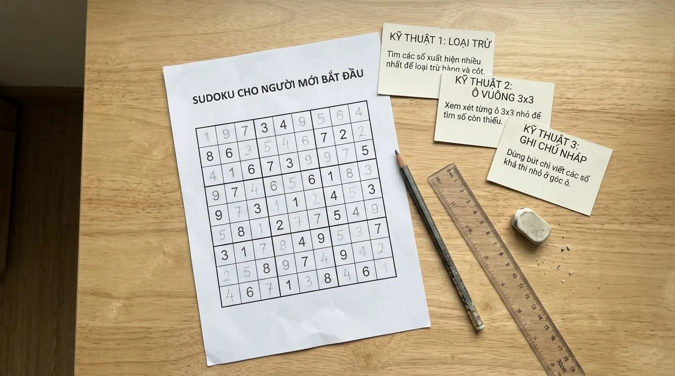 Chọn kỹ thuật Sudoku theo tình huống Chọn cách giải Sudoku theo ô trống và ứng viên trên bàn cờ