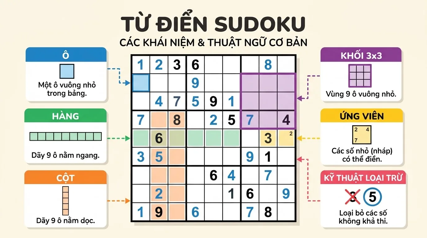 Các số nhỏ ghi trong ô Sudoku thể hiện ứng viên
