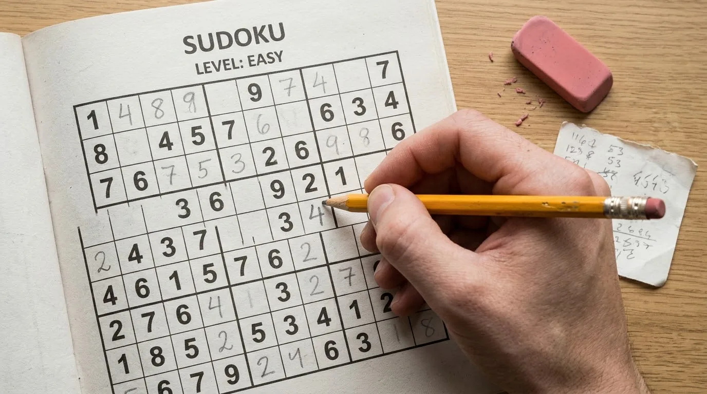 Ba nước đi đầu tiên trên bảng Sudoku Ba nước đi trên bảng Sudoku: hàng 5 cột 5 là 5, cột 2 là 2 và cột 8 là 9